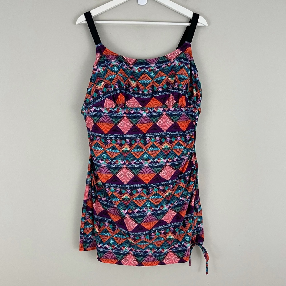 Sweet Escape One Piece Geometric Print Skirt Swimsuit